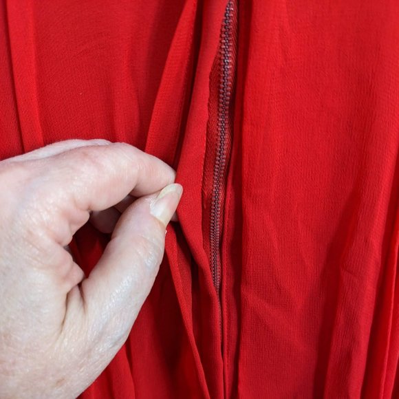 Mike Benet Formals 1960s Vintage Red Chiffon Intricate Sequin Dress - size 10* - Picture 10 of 16